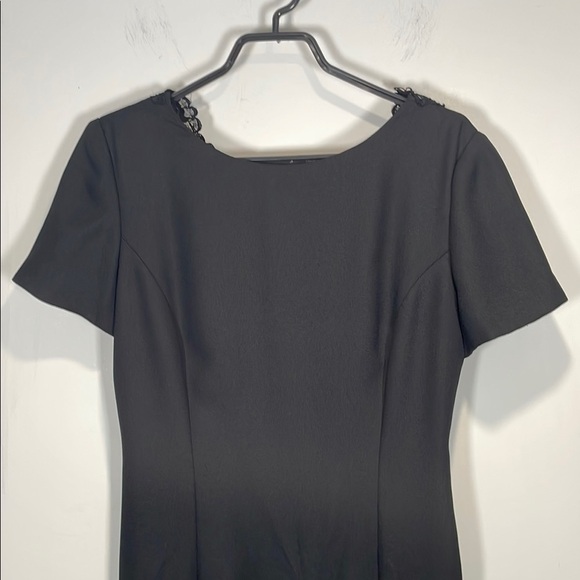 Maggy London Black Sheath Midi Dress Scoop Neck with Back Details - Picture 4 of 9